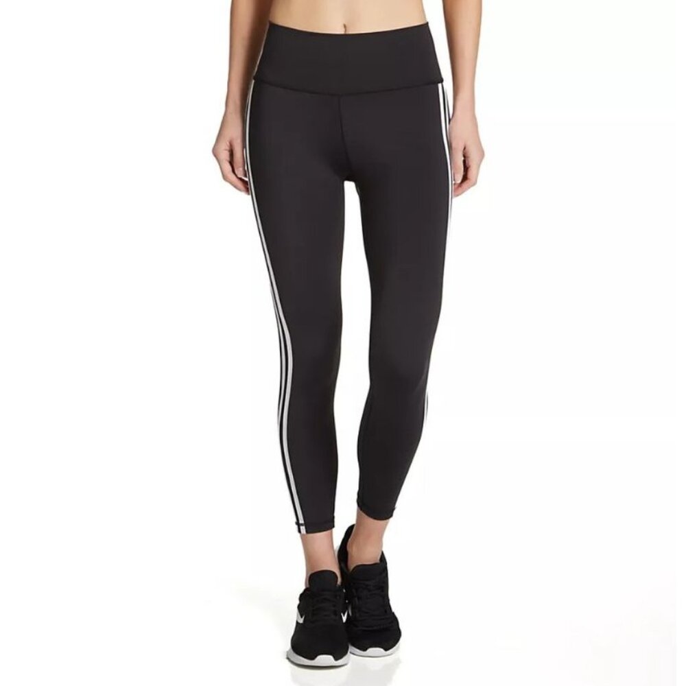 💥🚀💥 adidas Black Leggings Size L | 3 Stripe High Waist Activewear Gym Pants